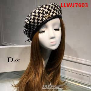 DIOR迪奧 經典款 燈芯絨千鳥格貝蕾帽 LLWJ7603