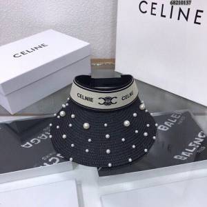 CELINE女士帽子 賽琳珍珠草帽空頂帽遮陽帽  mm1105