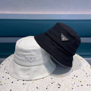 Prada男女同款帽子 普拉達經典情侶黑白簡約漁夫帽遮陽帽  mm1278