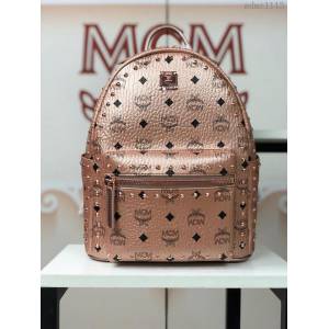 MCM雙肩包 原單 5917小號 香檳色 夏季新款 純手工定制版 MCM女後背包  mdmc1113