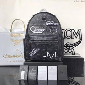 MCM雙肩背包 原單 小號5816 Victory Patch Stark雙肩包 Visetos塗層帆布 多彩貼花裝飾 MCM女後背包  mdmc1140