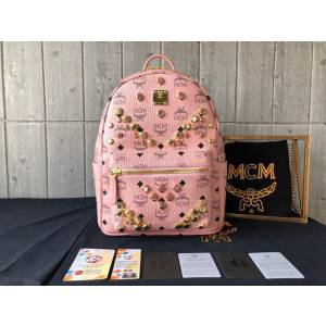 MCM雙肩背包 原單 Stark鉚釘雙肩背包 Visetos塗層材料 標誌性“M”字形多種金屬鉚釘 升級款 MCM女背包  mdmc1344