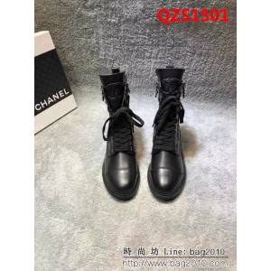 CHANEL香奈兒 18冬最新款 775高絲光黑色牛皮面 時尚短靴 QZS1501