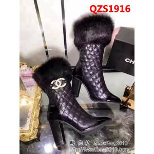 CHANEL香奈兒 專櫃同步 真兔毛+綿羊皮 878 菱格時尚 10寸高靴 QZS1916