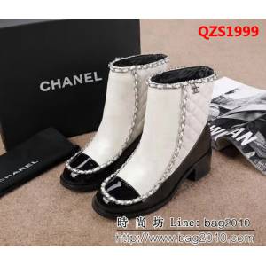 CHANEL香奈兒 2018新款 摔紋小牛皮+小牛漆皮 時尚秋冬短靴 QZS1999