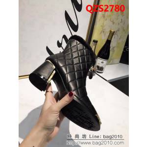 CHANEL香奈兒 經典款 電繡款 黑色羊皮羊毛靴 QZS2780