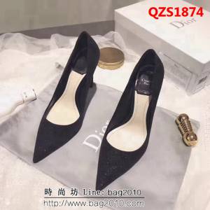 DIOR迪奧 馬蹄跟原版鞋 格利特材質 高跟鞋 QZS1874