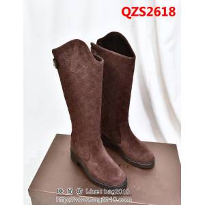 GUCCI古馳 專櫃最新款 經典印花 咖啡色反毛皮高筒靴 QZS2618