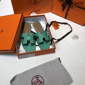 HERMES愛馬仕 頂級品質 2018爆款 鴕鳥紋 高檔貴婦拖鞋 休閒百搭款 真皮底女拖鞋  dsX1450