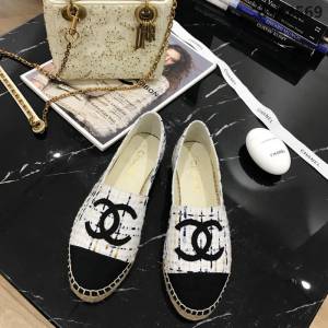 CHANEL香奈兒 經典漁夫鞋 19專櫃新色新系列 白呢布款 舒適百搭 女款休閒鞋  dsX2569