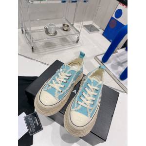 Chanel香奈兒2022早春新款松糕厚底漁夫鞋帆布鞋增高板鞋 dx3022