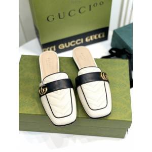 gucci羊皮半拖鞋 古馳22新款Gucci經典平底拖 dx3291