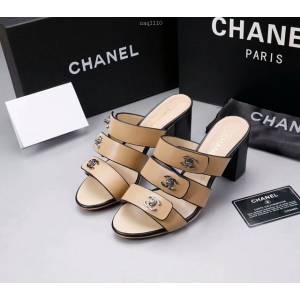 Chanel女鞋 香奈兒新款拖鞋 Chanel高跟涼拖鞋  naq1110