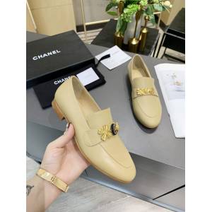 Chanel女鞋 香奈兒高版本2020早春新款單鞋 Chanel羊皮平跟女皮鞋  naq1162