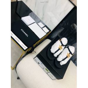 Chanel女鞋 香奈兒2020春夏新款雙c夾趾涼鞋  naq1184