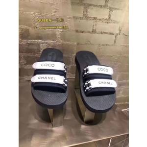 Chanel女鞋 香奈兒春夏新款字母logo涼鞋魔術貼涼鞋 Chanel沙灘鞋  naq1241