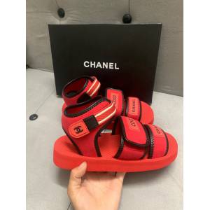 Chanel女鞋 香奈兒春夏新款字母logo涼鞋魔術貼涼鞋 Chanel沙灘鞋  naq1243
