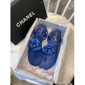 Chanel女鞋 香奈兒經典新款 真皮底 香奈兒羊皮山茶花涼鞋  naq1284