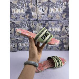 DIOR女鞋 迪奧飛織面料羊皮沙灘涼鞋 Dior刺繡外穿拖鞋  naq1320