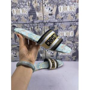 DIOR女鞋 迪奧飛織面料羊皮沙灘涼鞋 Dior真皮外穿拖鞋  naq1323