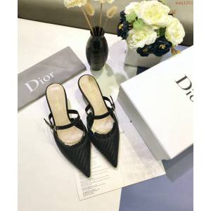 DIOR女鞋 迪奧Teddy-D金屬光澤編織涼鞋 Dior高跟流蘇尖頭穆勒涼拖  naq1353