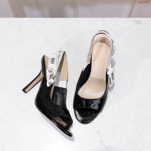 DIOR女鞋 迪奧2021專櫃新款漆皮露跟旅行袋 Dior字母織帶魚嘴高跟涼鞋  naq1457