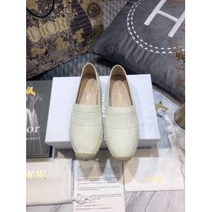 DIOR女鞋 迪奧2021專櫃新款Granville草編漁夫鞋 Dior字母logo平底懶人鞋  naq1533