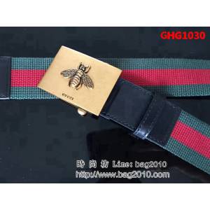 古馳CUCCI 休閒款式 原單織布自動帶 頭層接皮 純銅板扣男士皮帶 GHG1030