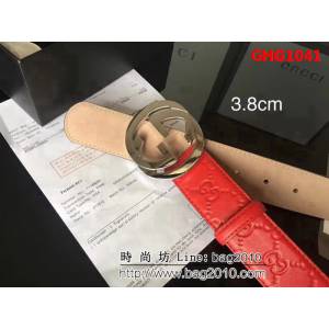 古馳CUCCI 頭層小牛皮壓花 純銅扣 原單經典男士皮帶 GHG1041