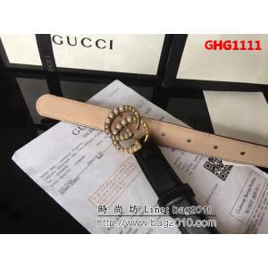 古馳CUCCI 爆款 頂級雙面頭層小牛皮 純銅珍珠扣高端女士皮帶 GHG1111