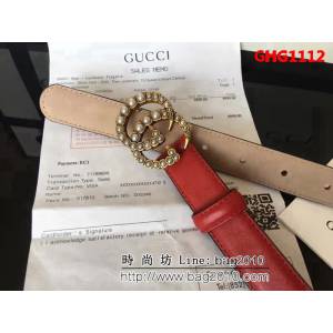 古馳CUCCI 爆款 頂級雙面頭層小牛皮 純銅珍珠扣高端女士皮帶 GHG1112