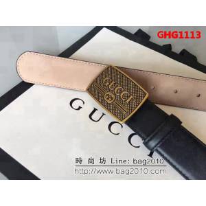 古馳CUCCI 頭層牛皮材料製作平紋面皮帶 純銅五金 男女同款 GHG1113