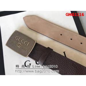 古馳CUCCI 頭層牛皮材料製作-豬皮紋 純銅五金男士皮帶 GHG1116
