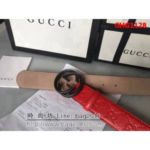 古馳CUCCI 雙面頭層 頂級壓花小牛皮面 純銅噴漆扣男士皮帶 GHG1128