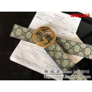 古馳CUCCI 經典款高級人造革面 大圓餅純銅亮面扣 高端男士皮帶 GHG1466