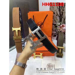 愛馬仕HERMES 純手工雙面手掌紋 專櫃奢華新款 馬拉車高端男士皮帶 HHG1100