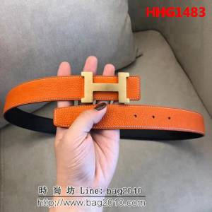 愛馬仕HERMES 原單正品 雙面原版皮 精品鋼扣高端男士皮帶 HHG1483