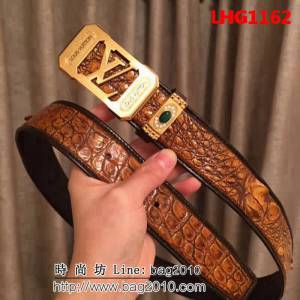 路易威登LV Louis Vuitton純手工美洲鱷魚骨皮 海外專櫃新款 高端男士皮帶 LHG1162