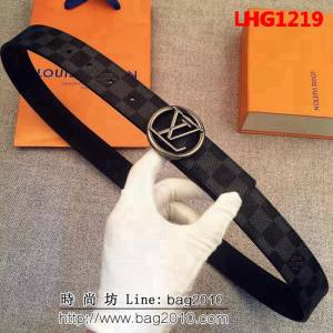 路易威登LV Monogram帆布 圓形LV logo 男士皮帶 LHG1219