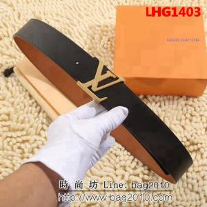 路易威登LV 斜紋裁邊 品牌印記 雙面皮革配色 男士皮帶 LHG1403