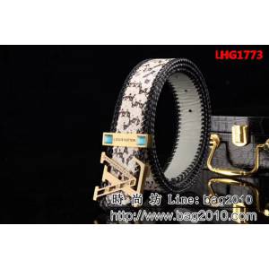 路易威登LV 手工編織蛇皮 2017秋冬新款 正品開版 高端男士皮帶 LHG1773