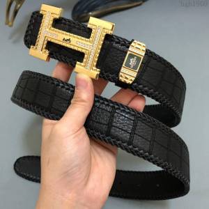HERMES皮帶 南非手工編織野生鹿皮 高端男士皮帶 愛馬仕男腰帶  hgh1909