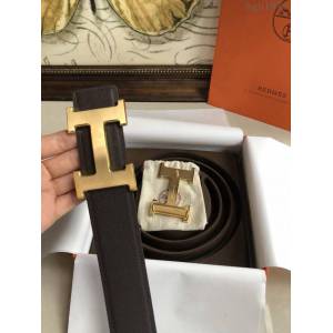HERMES皮帶 愛馬仕原單 雙面用 原版皮手掌紋 金屬H大Logo 男士腰帶  hgh1971