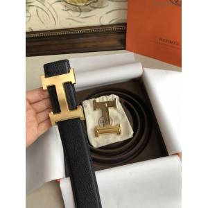 HERMES皮帶 愛馬仕原單 雙面用 原版皮手掌紋 金屬H大Logo 男士腰帶  hgh1973