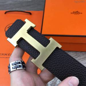 HERMES皮帶 進口頭層荔枝紋牛皮 雙面原版 純鋼扣 經典款愛馬仕男腰帶  hgh1981