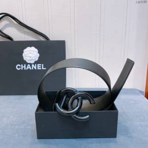 Chanel女士皮帶 香奈兒cc烤漆logo扣雙面可用小牛皮腰帶  jjp1145