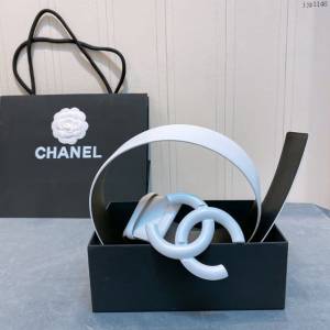 Chanel女士皮帶 香奈兒cc烤漆logo扣雙面可用小牛皮腰帶  jjp1146