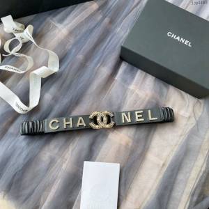 Chanel女士皮帶 香奈兒cc經典logo扣精品彈力扣腰帶  jjp1153