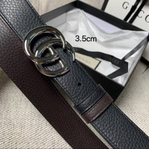 Gucci經典皮帶 古奇小牛皮荔枝紋雙面用腰帶  jjp1345