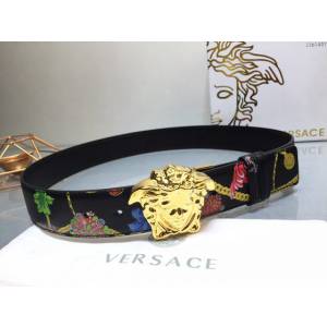 VERSVE高端男士皮帶 範思哲Tabloid印花雙面用皮帶 範思哲3D美杜莎腰帶扣腰帶  jjp1457